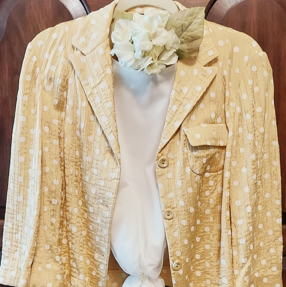 Piazza Sempione blazer, light yellow, cream dots, US 8 / M